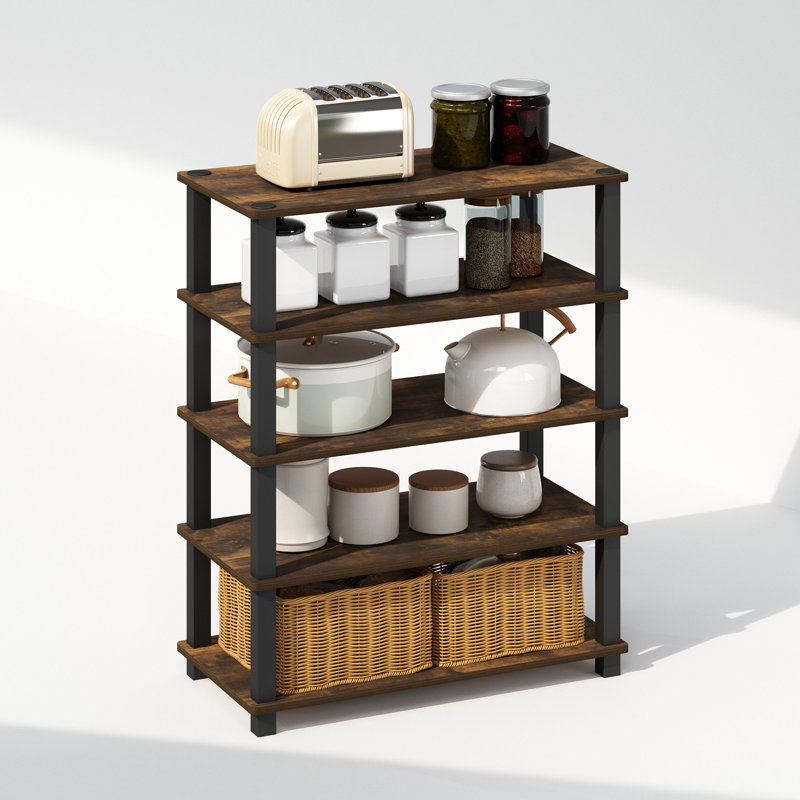 Ensemble de 2 tablettes debout polyvalentes empilables Lynde, 3 pièces, Pin ambré / noir, H 22,2 po x l 23,6 po x P 11,6 po