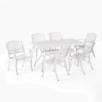 Ensemble de salle à manger pour 6 personnes en métal avec table rectangulaire