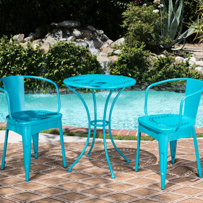 Table et chaises d'extérieur en métal Teal