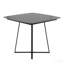 Table avec base en métal noir et bois noir avec plateau en céramique effet marbre noir