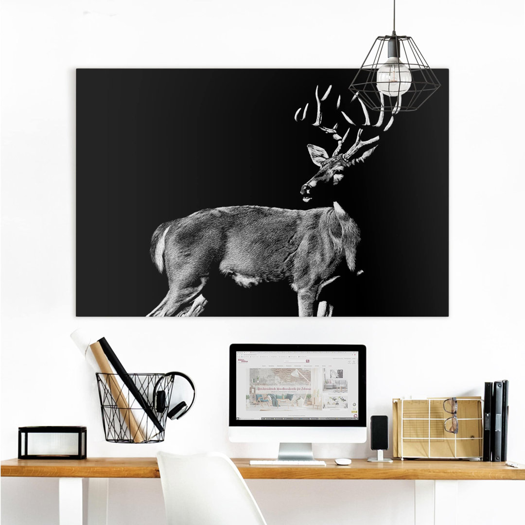 Leinwandbild "Deer in Front of Black" von "Kein Künstler"