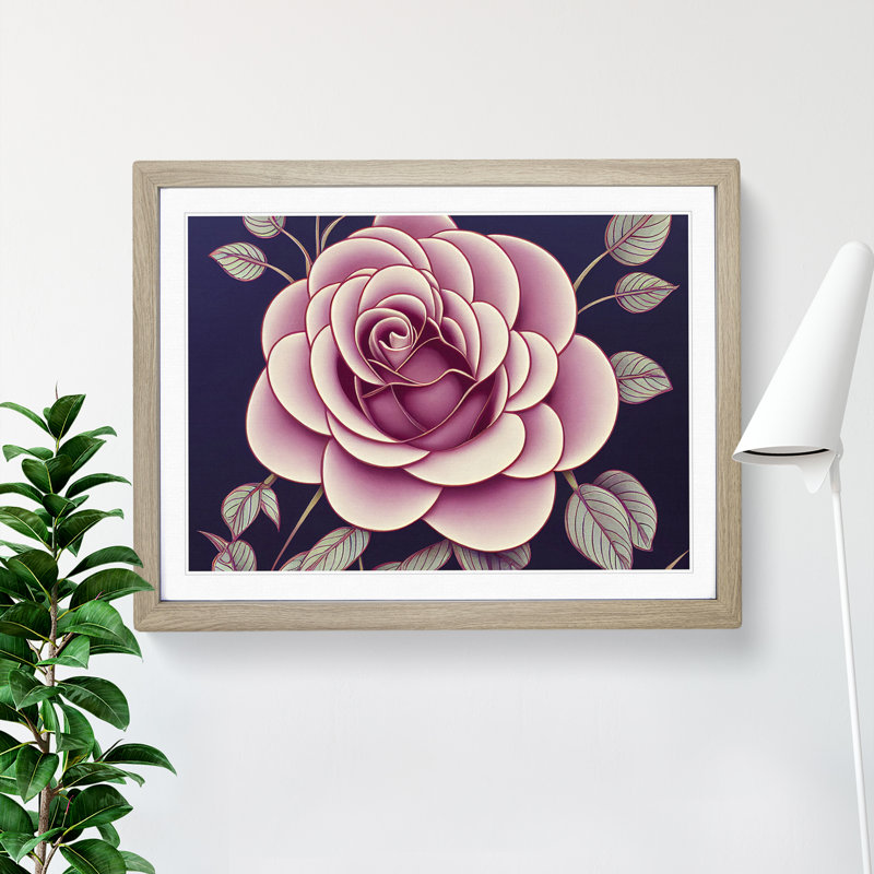 XH1022-7557X Rose Flower Deco Vol.2 - Single Picture Frame Painting, 34cm H x 46cm W x 2cm D, Oak 