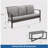 2-Piece Wicker Patio Conversation Set With Gray Cushions & Coffee Table