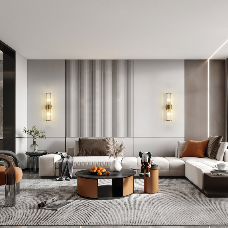 Modern Cylindrical Golden K9 Crystal Wall Lamp