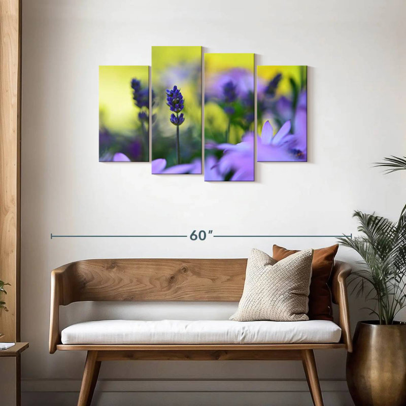 Harnek lavande dans un champ de fleurs, H 27 po x l 43 po