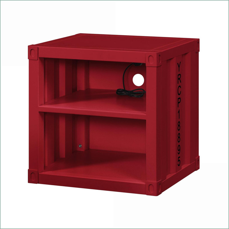 Table de chevet en fer Cargo Rangement, Rouge