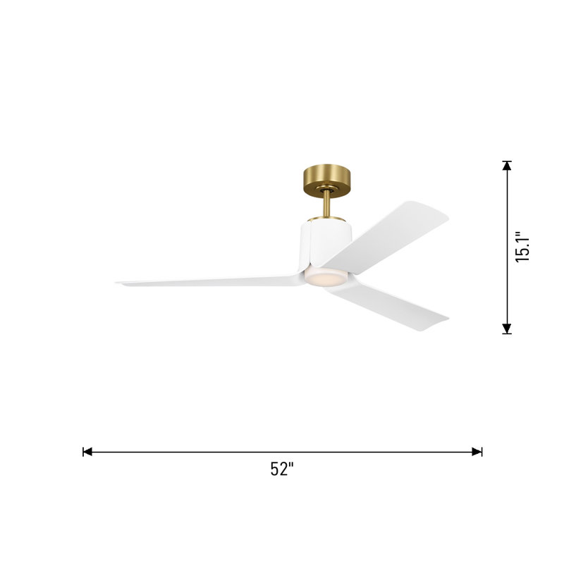 Ventilateur de plafond d'intérieur 52 lumières DEL Peel avec tige filetée, pales en ABS et télécommande portable Peel