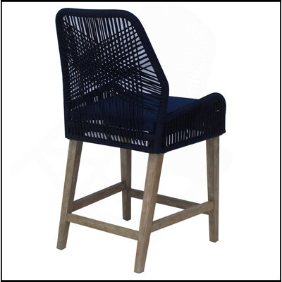 Tabourets à hauteur de comptoir bleu foncé et délavés patinés (ensemble de 2)