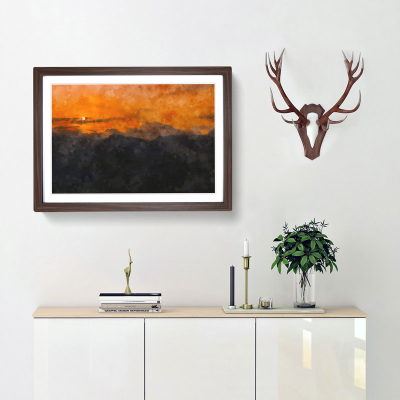The Sunthe Mountains - Framed Print, 24cm H x 33cm W x 2cm D, Walnut Framed