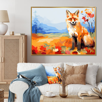 Orange orange, feuille, aventure III - art mural renard