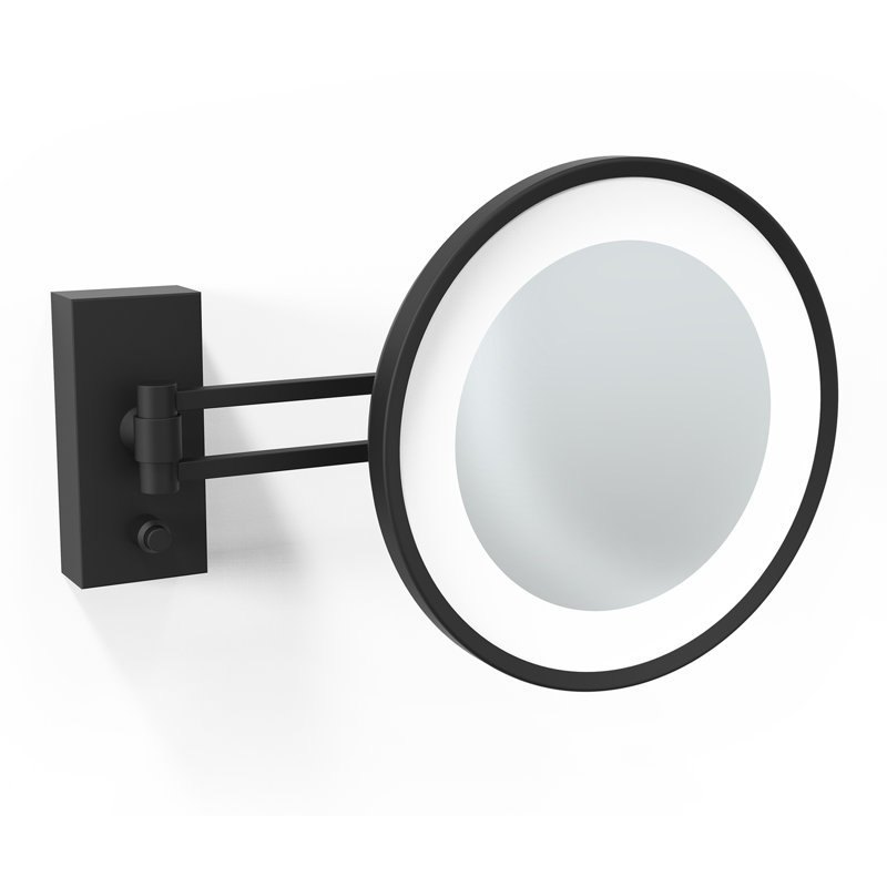 Spiegel Metal Lighted Wall Mirror, Matte Black