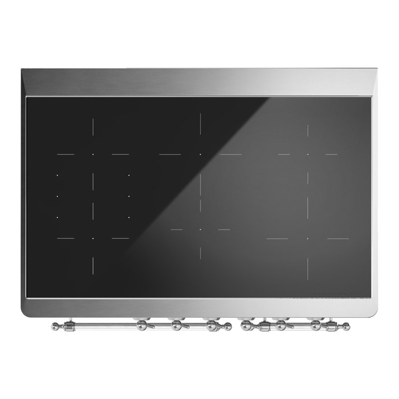 Majestic III Series 40 Inch Induction Range with 6 Induction Elements in Stainless Steel (Brass Trim), Antique White, Chrome