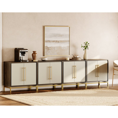  Buffet à portes en cuir avec armoire de 16 po de profondeur