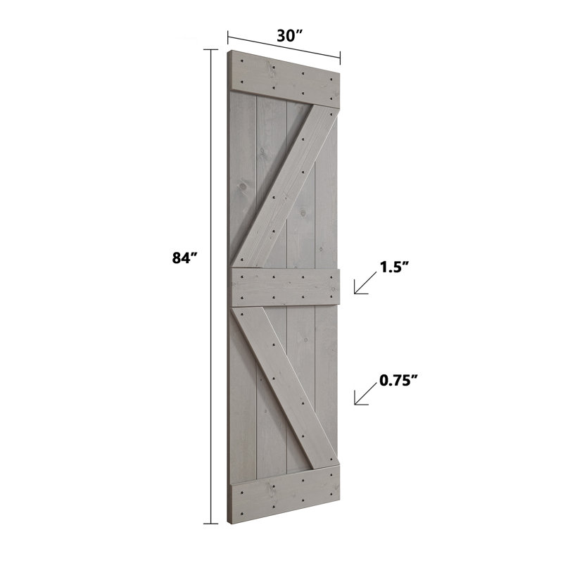 Porte de grange coulissante double K Series, 60 po x 84 po, Gris clair