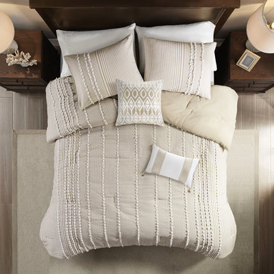 Édredon double / grand - taupe teint en coton, taupe doux et blanc, trop rembourré, luxueux