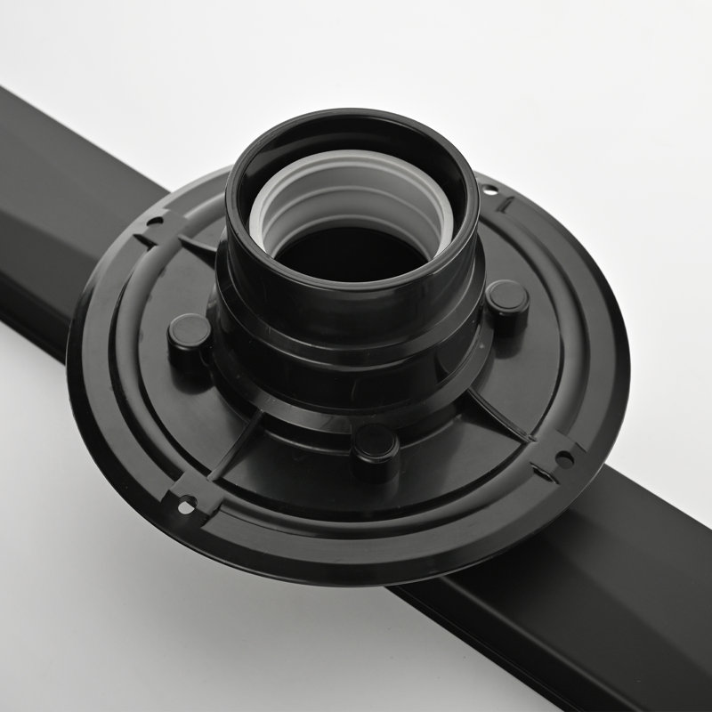 24 In.  Linear Grid Shower Drain With Leveling Feet And Flange In Matte Black