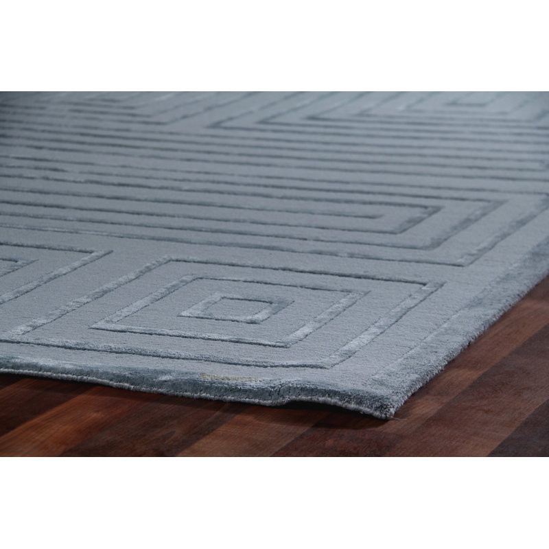 Metro-Velvet Geometric Area Rug in Blue, Rectangle 9' x 12'