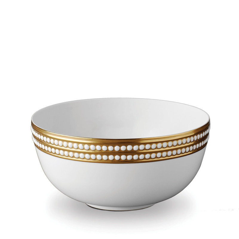 Perlée Serving Bowl, White/Gold