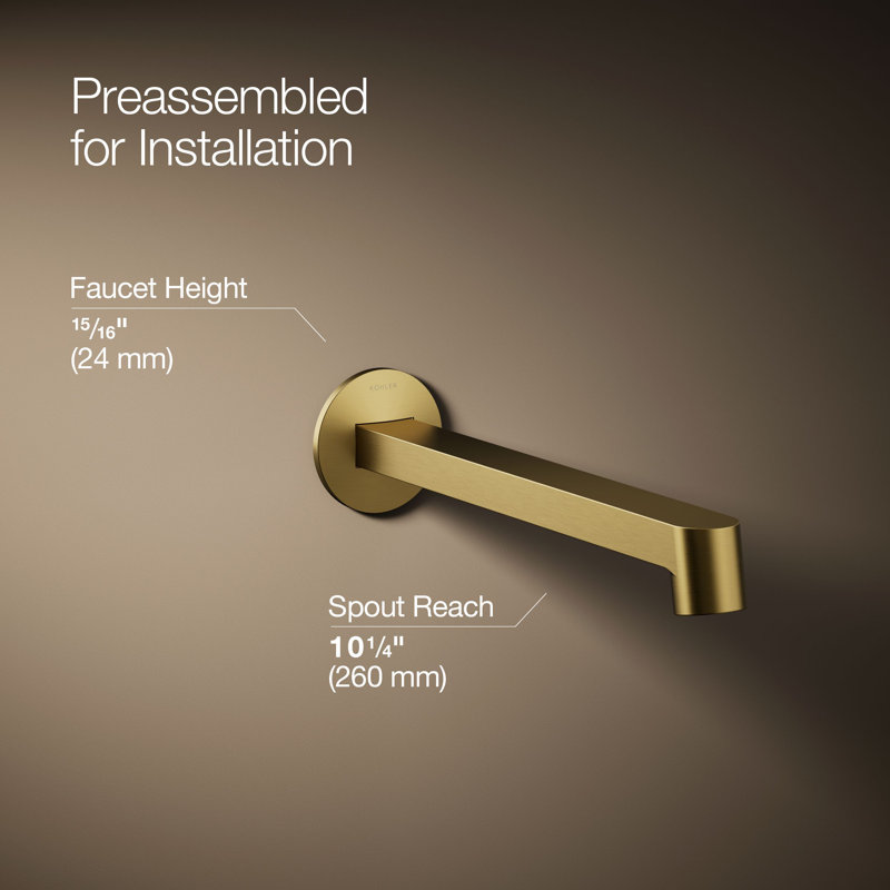 Components Wall-Mount Bathroom Sink Faucet Trim, Vibrant Brushed Moderne Brass