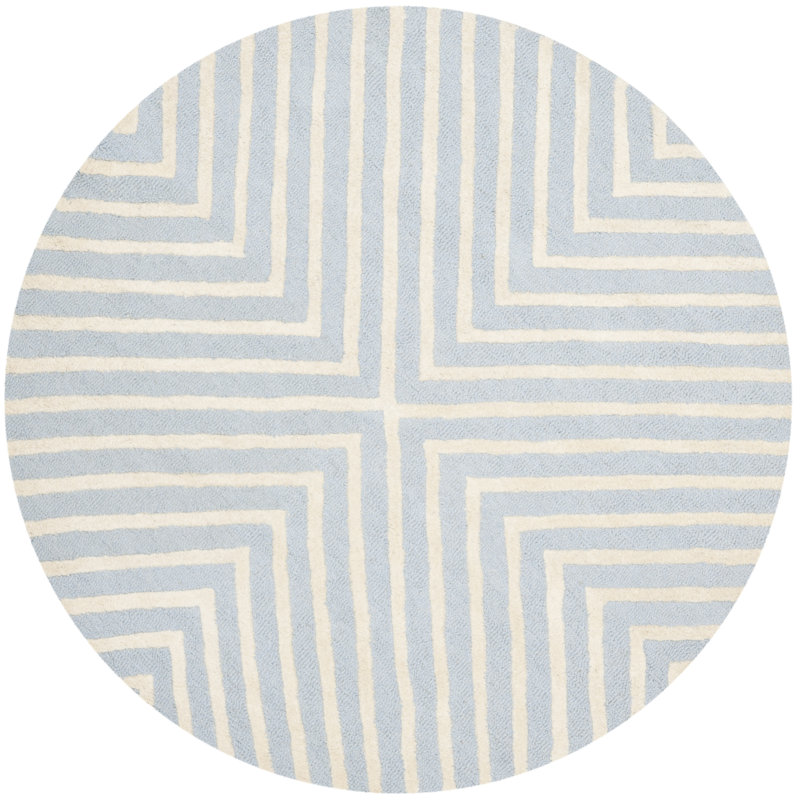 Sivad Tufted Wool Performance Chevron Rug, Round 4'