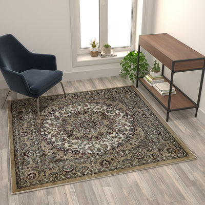 Damora Multipurpose Persian Style Olefin Medallion Motif Area Rug