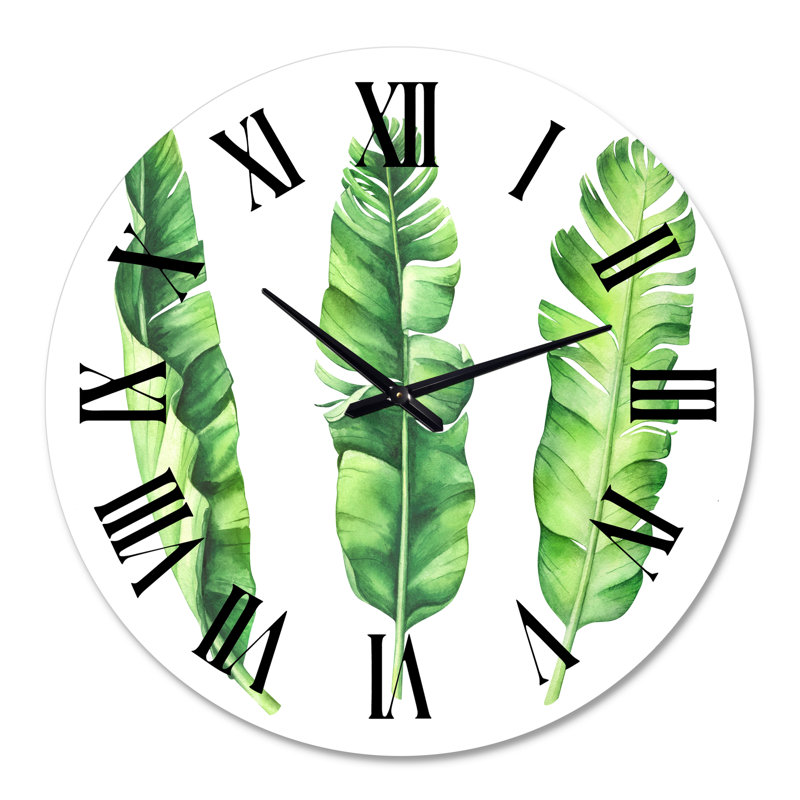 Tropical Banana Leaves - horloge murale, Surdimensionné