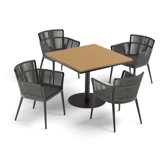 Nette and Travira Square 4 - Person 38" Long Powder Coated Aluminum Patio Dining Set