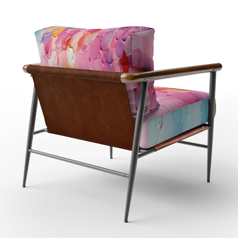 Chaise d'appoint rembourrée rose et bleu pastel, Noir