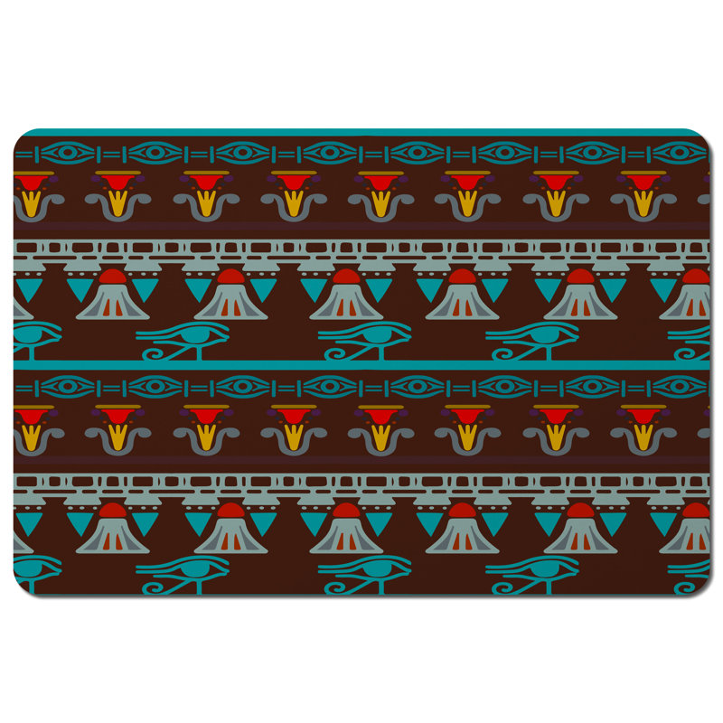 Arpun Polyester-Coated Hardboard No Pattern Rectangle Placemat, Brown/Red/Sky Blue/Orange