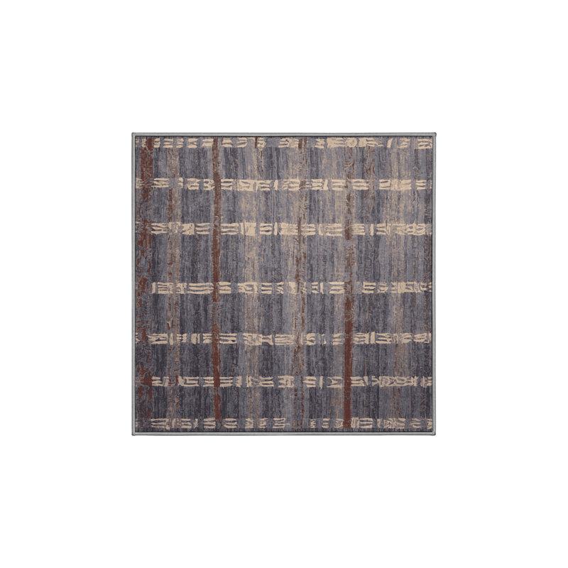 Tapis gris lavable à la machine, Carré 3 pi