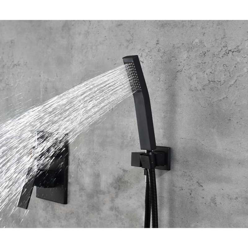 Shower Head System - Sleek Appearance Matte Black Bathroom Head, Ceiling Mounted, Brass & Steel, Matte Black