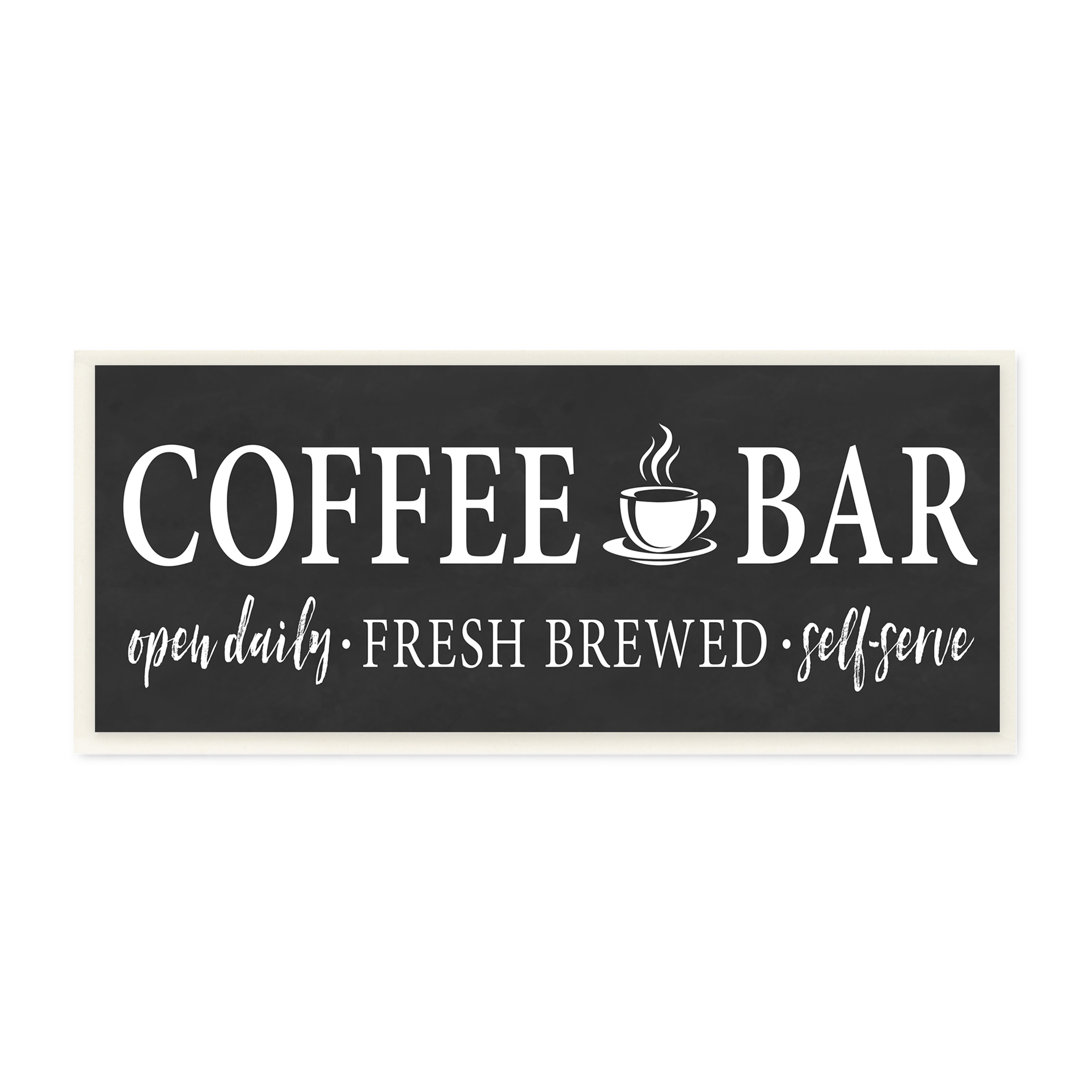 " Coffee Bar Open Sign Casual Black Design " Stupell Industries