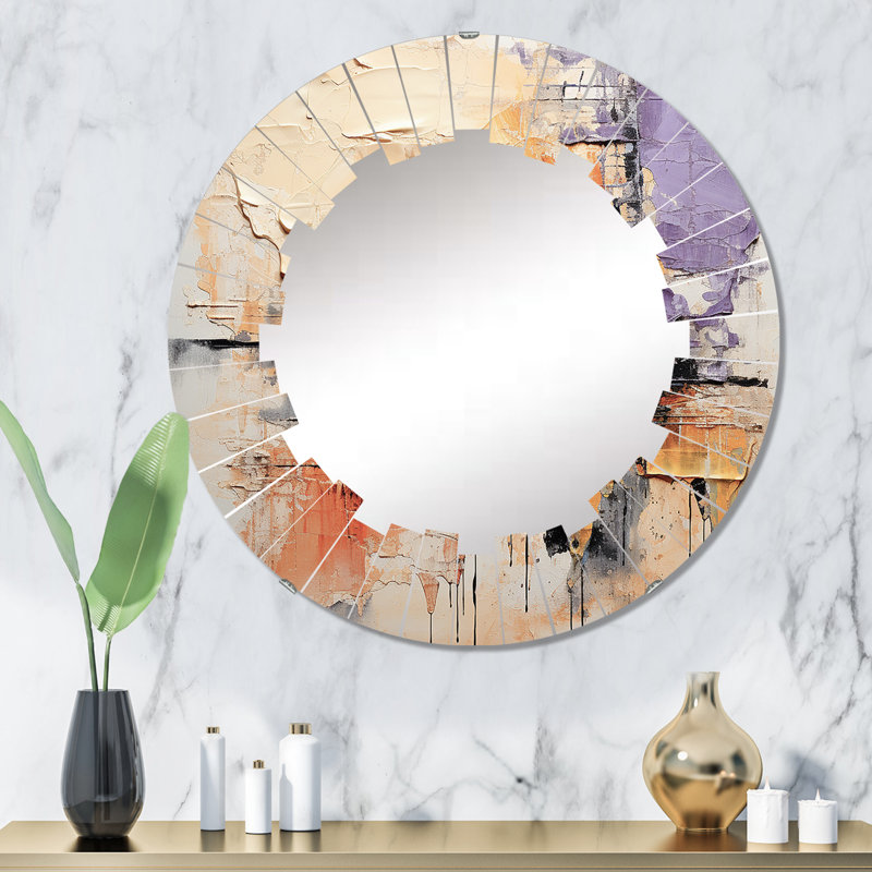 Gabo - Miroir mural rond moderne, 32 po x 32 po