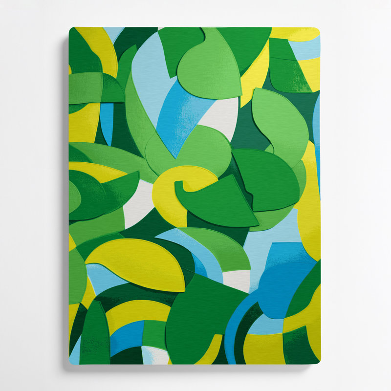 «Abstract Shapes 57», art mural en métal vert, H 20 po x l 30 po