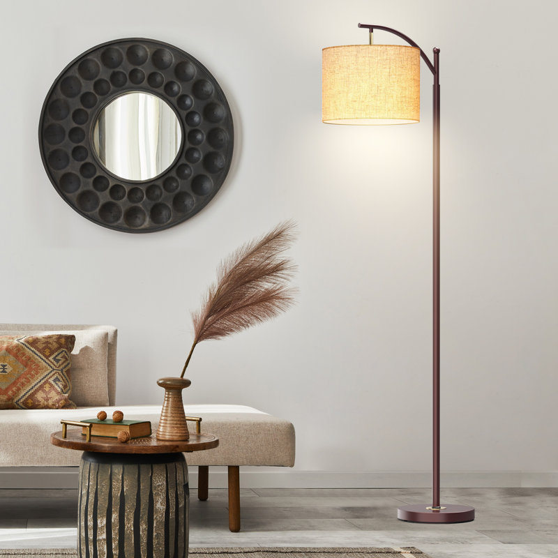 Lampe sur pied arquée / arquée 62 po avec ampoule DEL Lyniah, Noir, Blanc