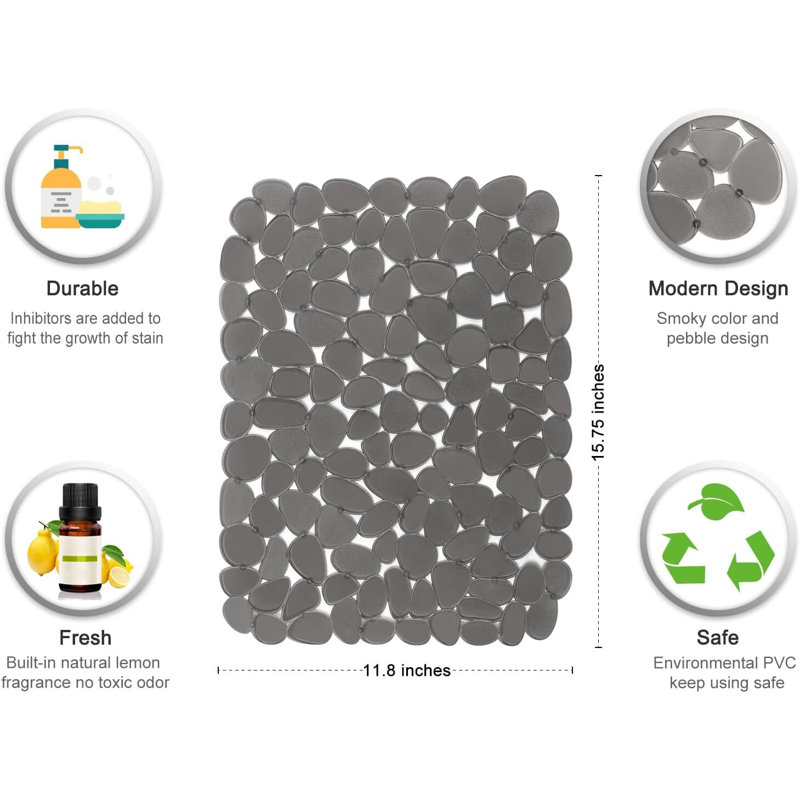 2-Pack Kitchen Sink Mat with Pebble Design for Sink Protection, Gray