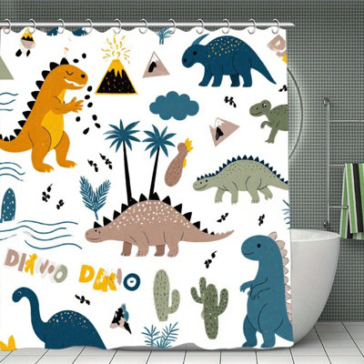 Cartoon Dinosaur Park Shower Curtains, 71X71