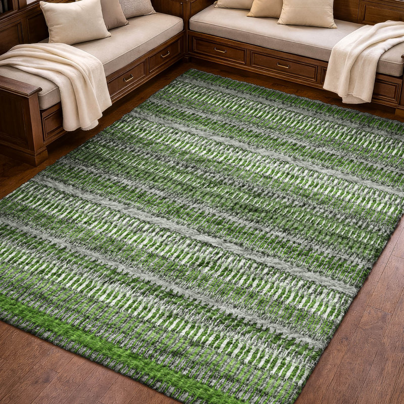 Tapis à poil long de qualité supérieure lavable à la machine Dream ADS589, Green, 3' x 5'