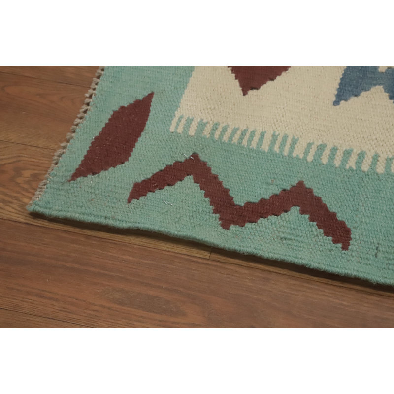 Tapis oriental noir à motif géométrique kilim 8 x 11