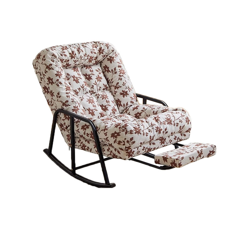 Chaise berçante ergonomique en velours côtelé, Blanc / rouge brunâtre