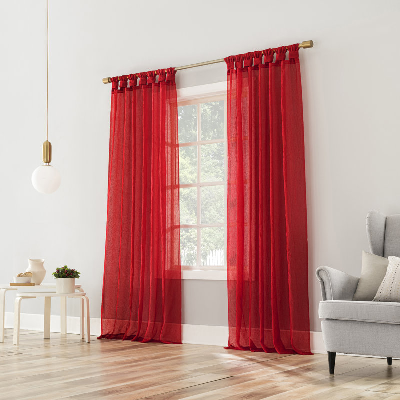 Panneau de rideau transparent avec pattes Ghengis, Rouge Fêtes, L 51 po x L 84 po