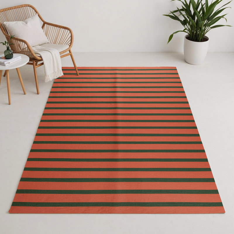 Tapis intérieur / extérieur brun HorizontalStripes, Rectangle 9 pi x 12 pi