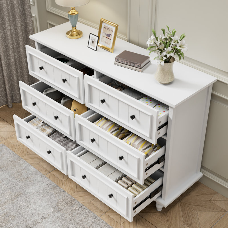 Commode double 6 tiroirs 47,2 po Amarilys, Blanc