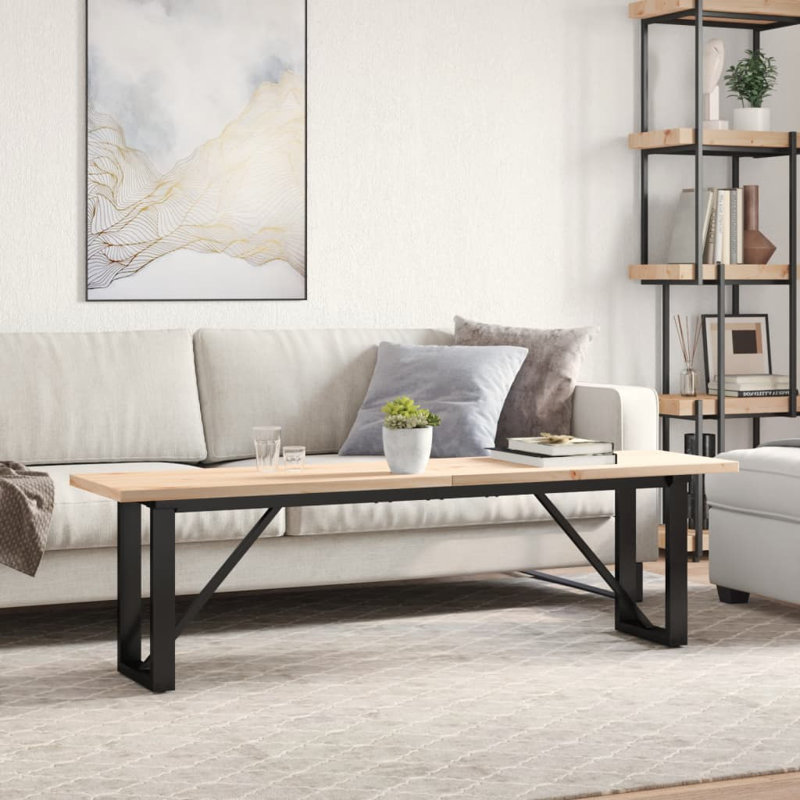 vidaXL Coffee Table O-Frame Solid Wood Pine and Steel
