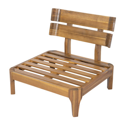 Fauteuil club d'extérieur en bois d'acacia avec coussins et lattes Kaelin