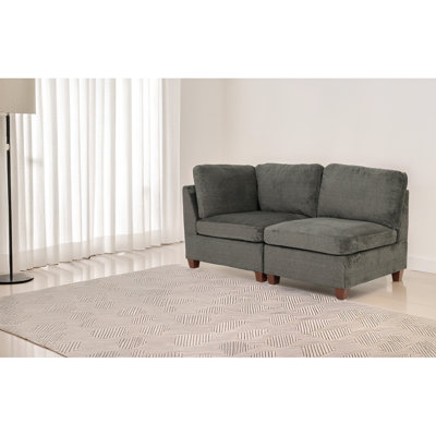 Chaises de revêtement modulaires en chenille 2 pièces 2 pièces gris - Tissu avec coussin de soutien