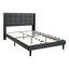 Grand lit plateforme tapissier avec tête de lit en lin gris foncé