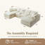 Canapé modulaire désossé de 139 po, canapé Cloud en U sans assemblage | Tissu chenille de qualité supérieure, mousse à mémoire de forme à haute densité, support de 1200 lb, conception modulaire mobile, lit de jour de salon, beige-1697373374