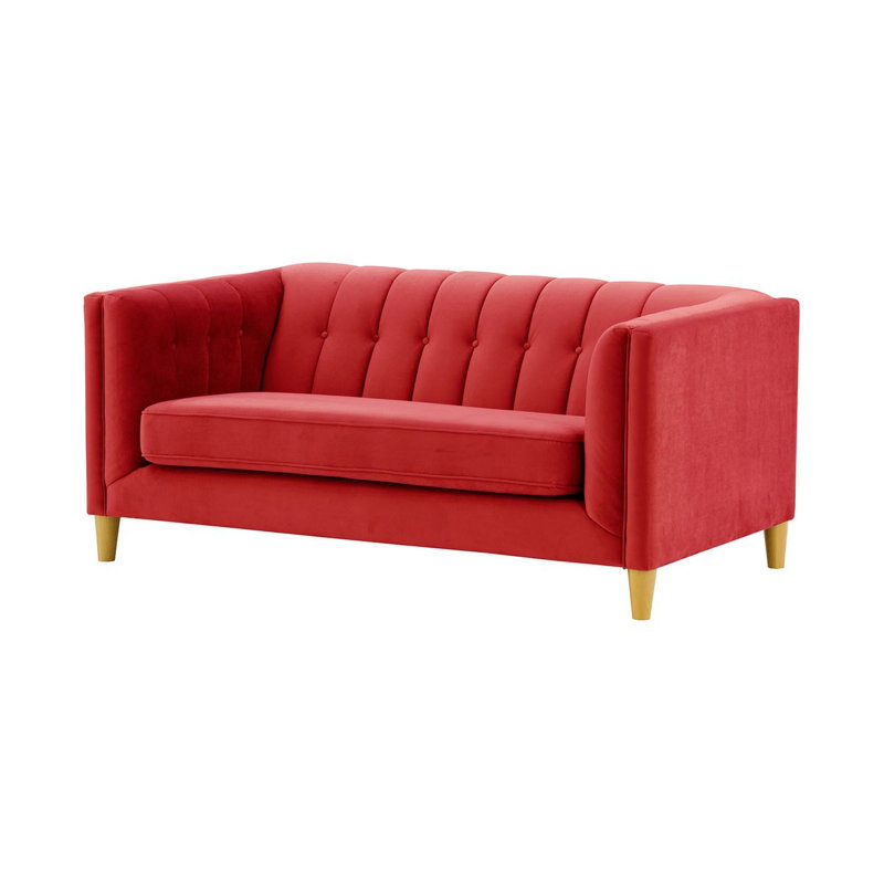 Orlis 2 Seater Velvet Sofa, Red