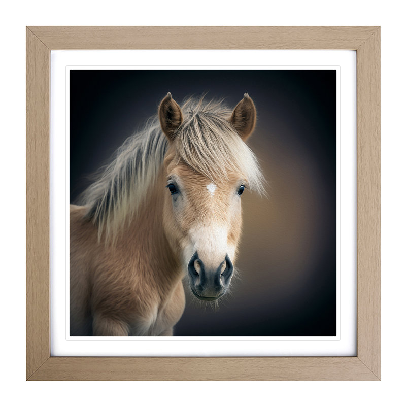 Pony No.1 - Single Picture Frame Print on Wood, Oak